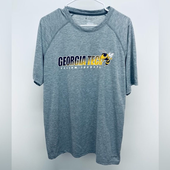 Champion Georgia Tech NCAA Men's Short Sleeve T-Shirt large Grey Yellow Jackets - Picture 1 of 7